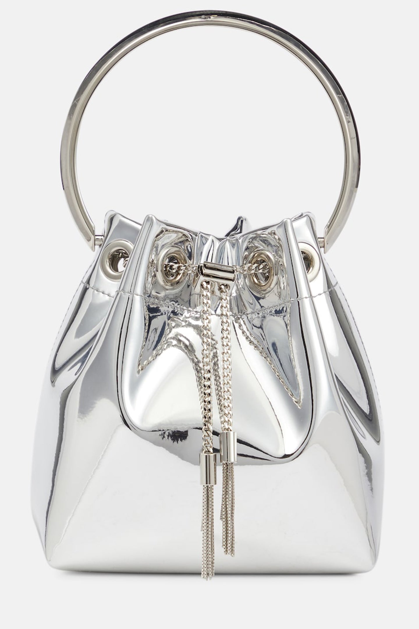 Flowering Girl Women Metallic Round Handles Bucket Bag