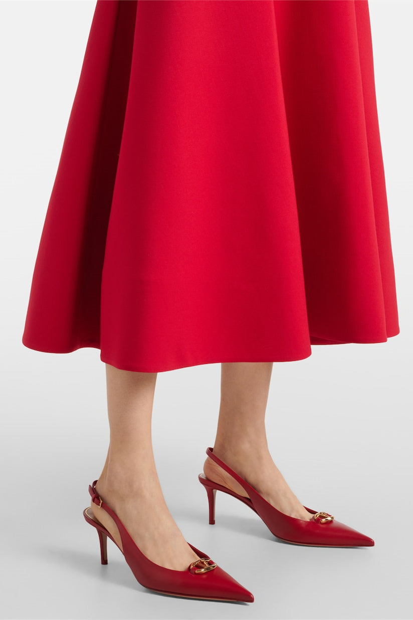 Flowering Girl Women Ula Embellished Floral Round Neck Midi Dress In Red