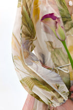 victoria colorful floral print lantern sleeve maxi dress