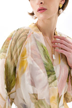 victoria colorful floral print lantern sleeve maxi dress