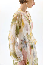victoria colorful floral print lantern sleeve maxi dress