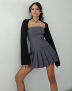 Payoda Bandeau Mini Dress In Dark Grey