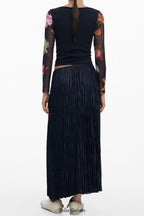 Flowering Girl Women zanna print pleated skirt in black