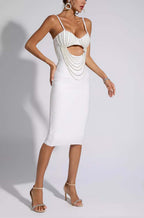 Flowering Girl Women Pearl Embellished Midi Dress