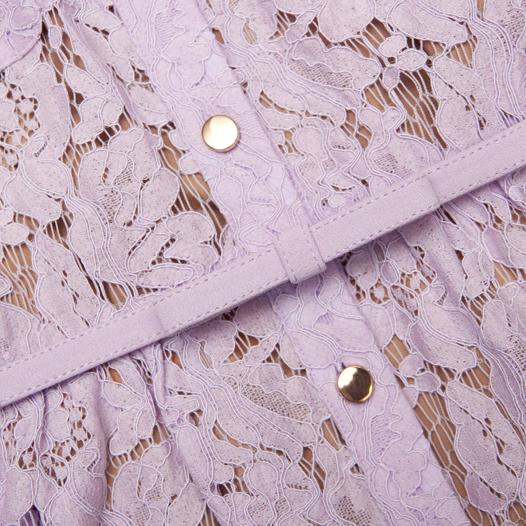 Lilac Lace Button Front Midi Dress