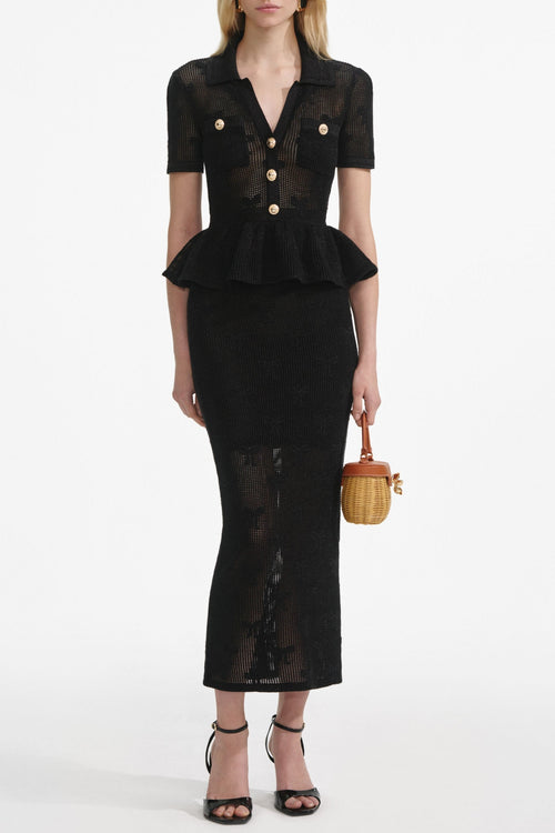 Flowering Girl Women Adelaide Black Bow Crochet Midi Dress