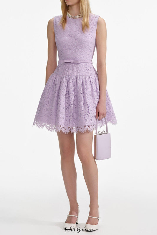 zora Lace Sleeveless Mini Dress in Lilac