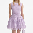 zora Lace Sleeveless Mini Dress in Lilac