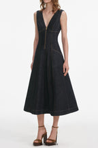 sally Indigo Denim Midi Dress
