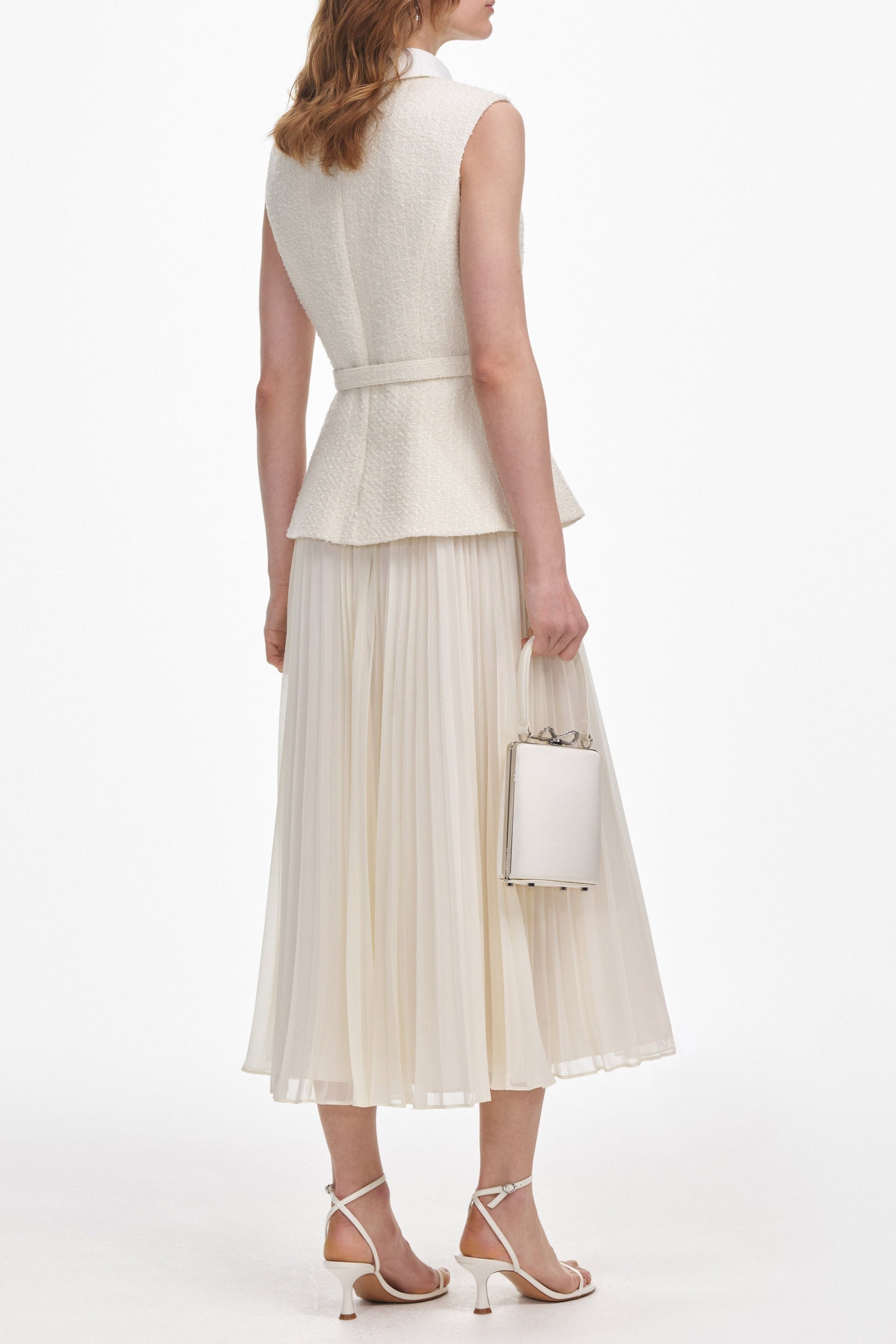 zoe Cream Boucle Sleeveless Midi Dress