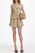 regina Beige Linen Playsuit