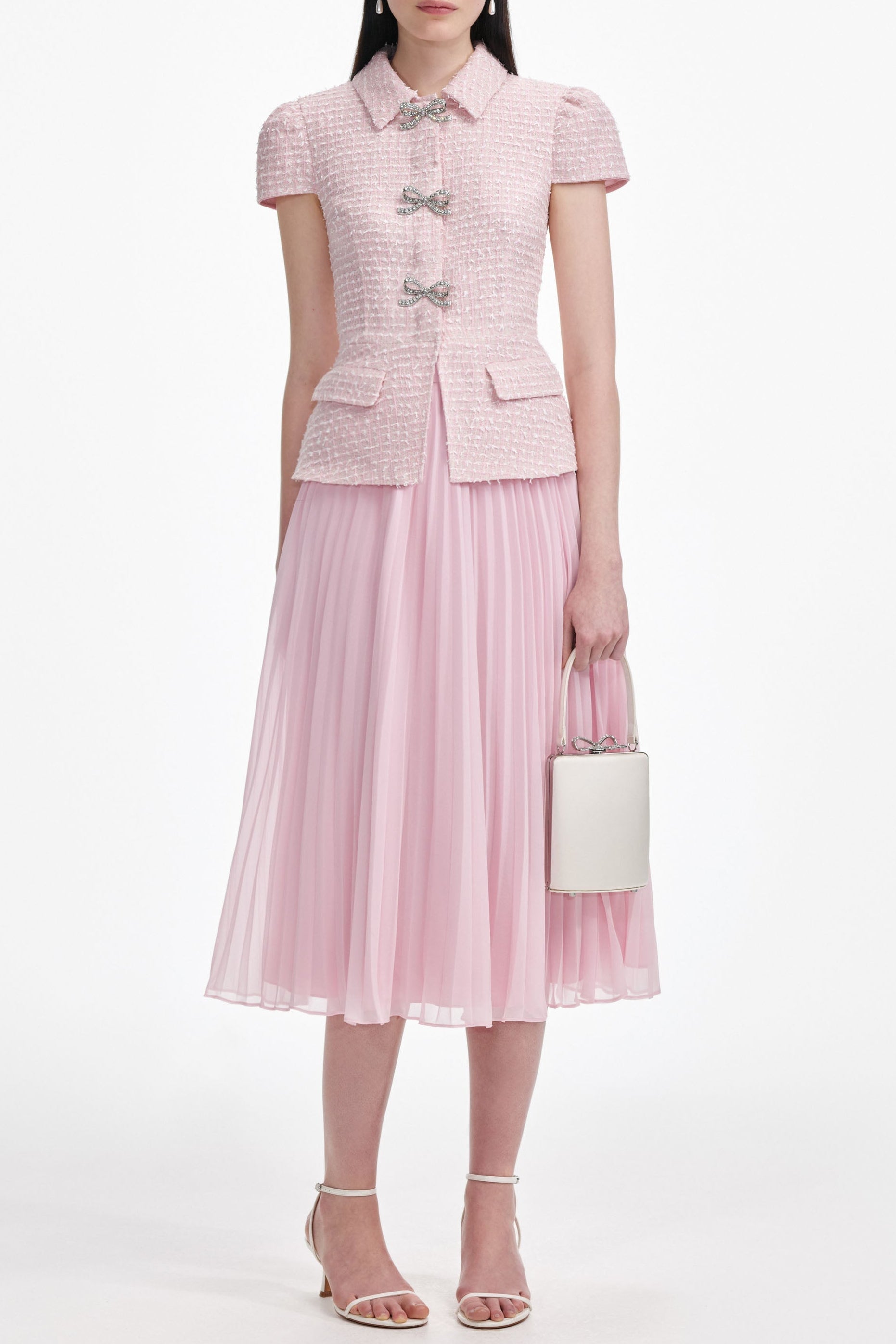 Flowering Girl Women Gill Pink Boucle Midi Dress