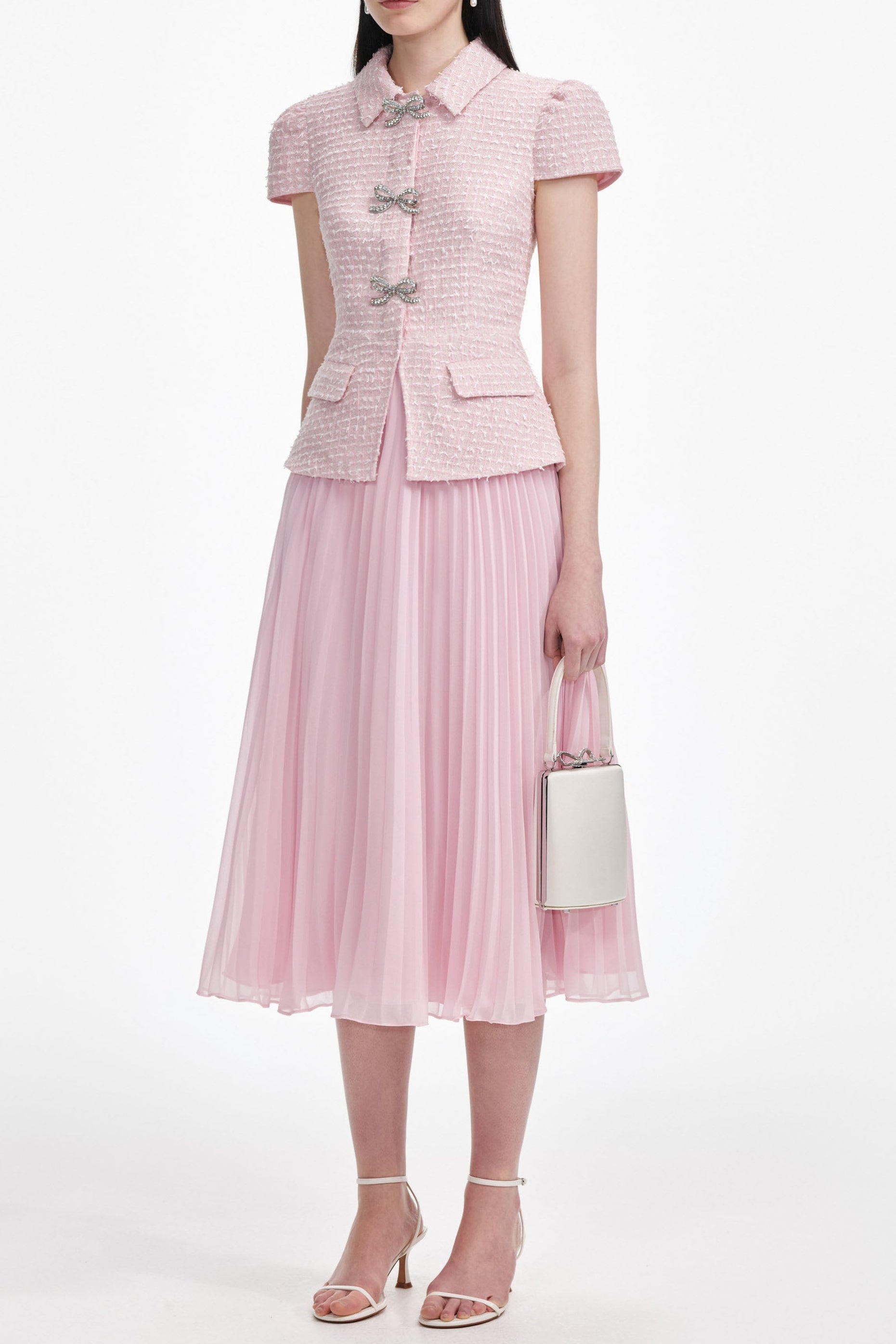 Flowering Girl Women Gill Pink Boucle Midi Dress