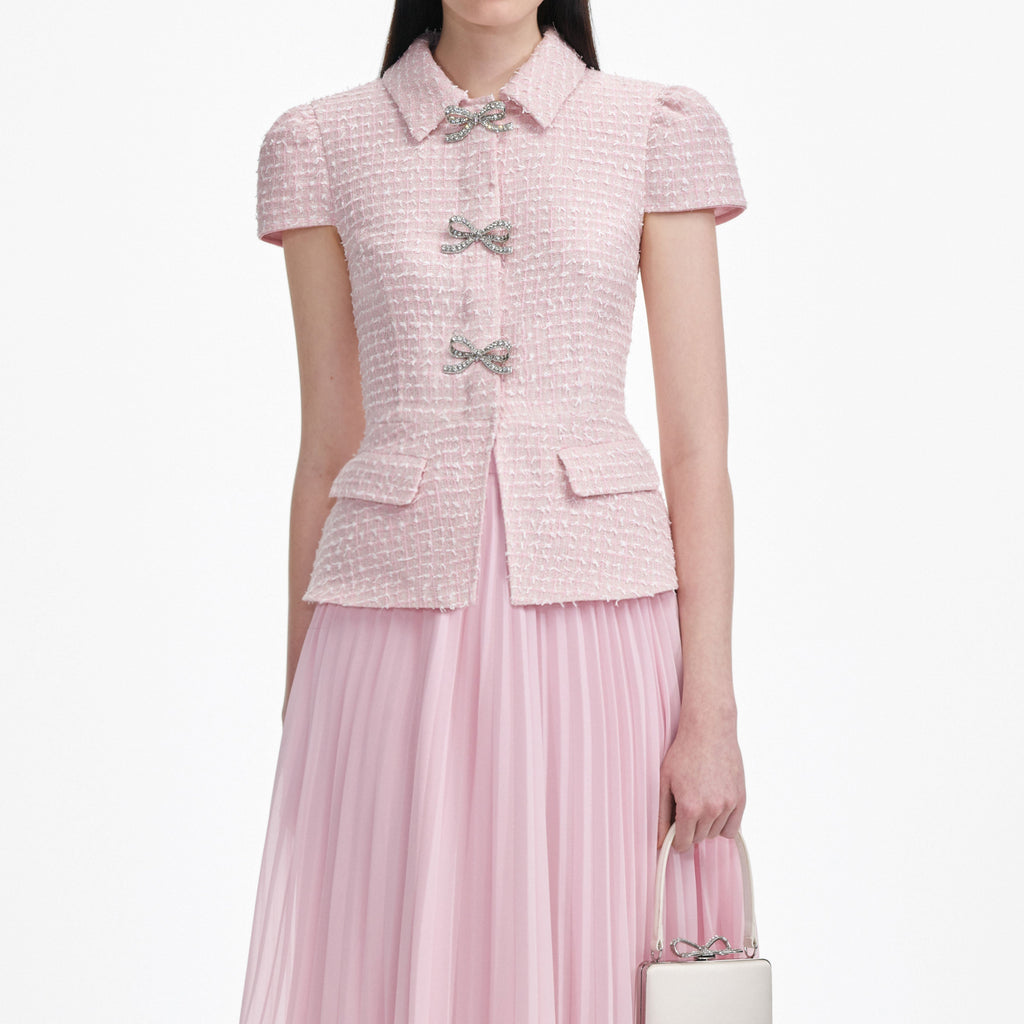 gill Pink Boucle Midi Dress
