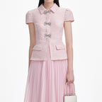 gill Pink Boucle Midi Dress