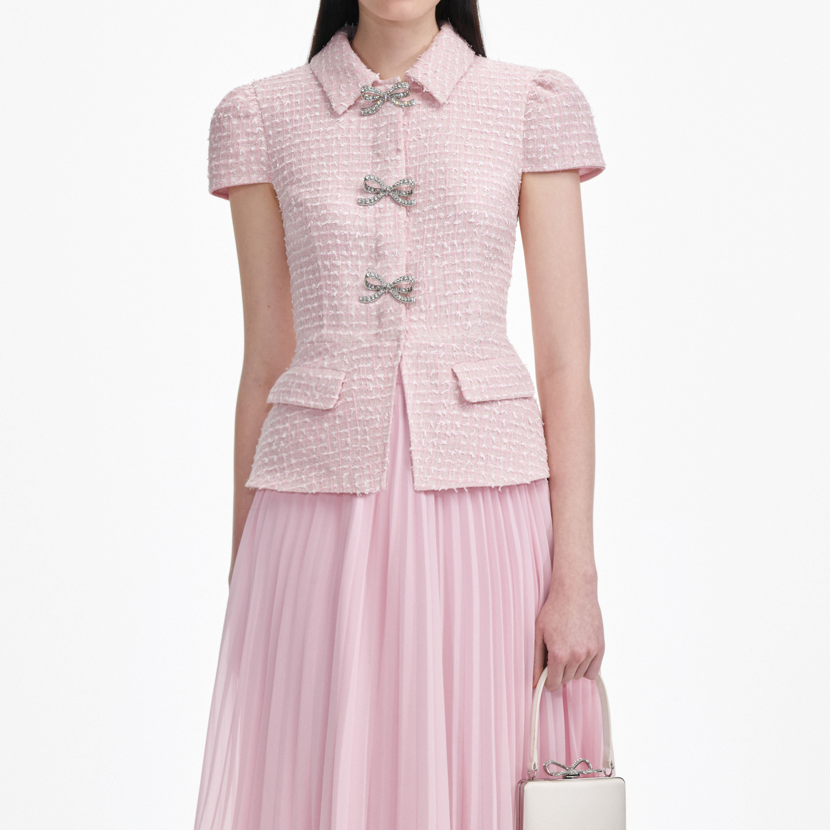 gill Pink Boucle Midi Dress