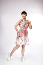 Flowering Girl Women Embroidered Floral white Flare mini Dress