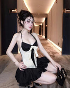 dominic Halter Black White Patchwork Mini Dress