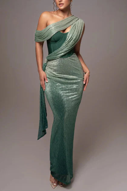 Flowering Girl Women Alma Emerald Green Halter Strap Maxi Dress