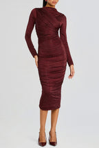 Flowering Girl Women Pallavi Crystal Embellished Ruched Midi Dress