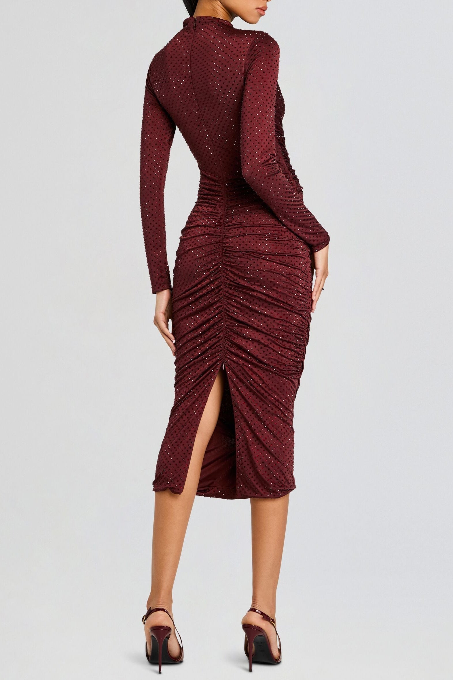Flowering Girl Women Pallavi Crystal Embellished Ruched Midi Dress