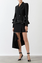 Flowering Girl Women Pamely Peplum Ruffle Blazer - Black