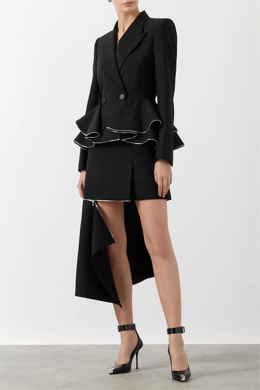 Flowering Girl Women Pamely Peplum Ruffle Blazer - Black
