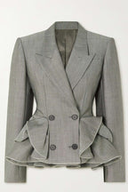 Flowering Girl Women Pamely Peplum Ruffle Blazer - Grey