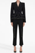 Flowering Girl Women Pamely Peplum Ruffle Blazer - Black