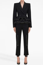 Flowering Girl Women Pamely Peplum Ruffle Blazer - Black