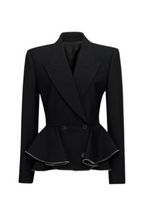 Flowering Girl Women Pamely Peplum Ruffle Blazer - Black