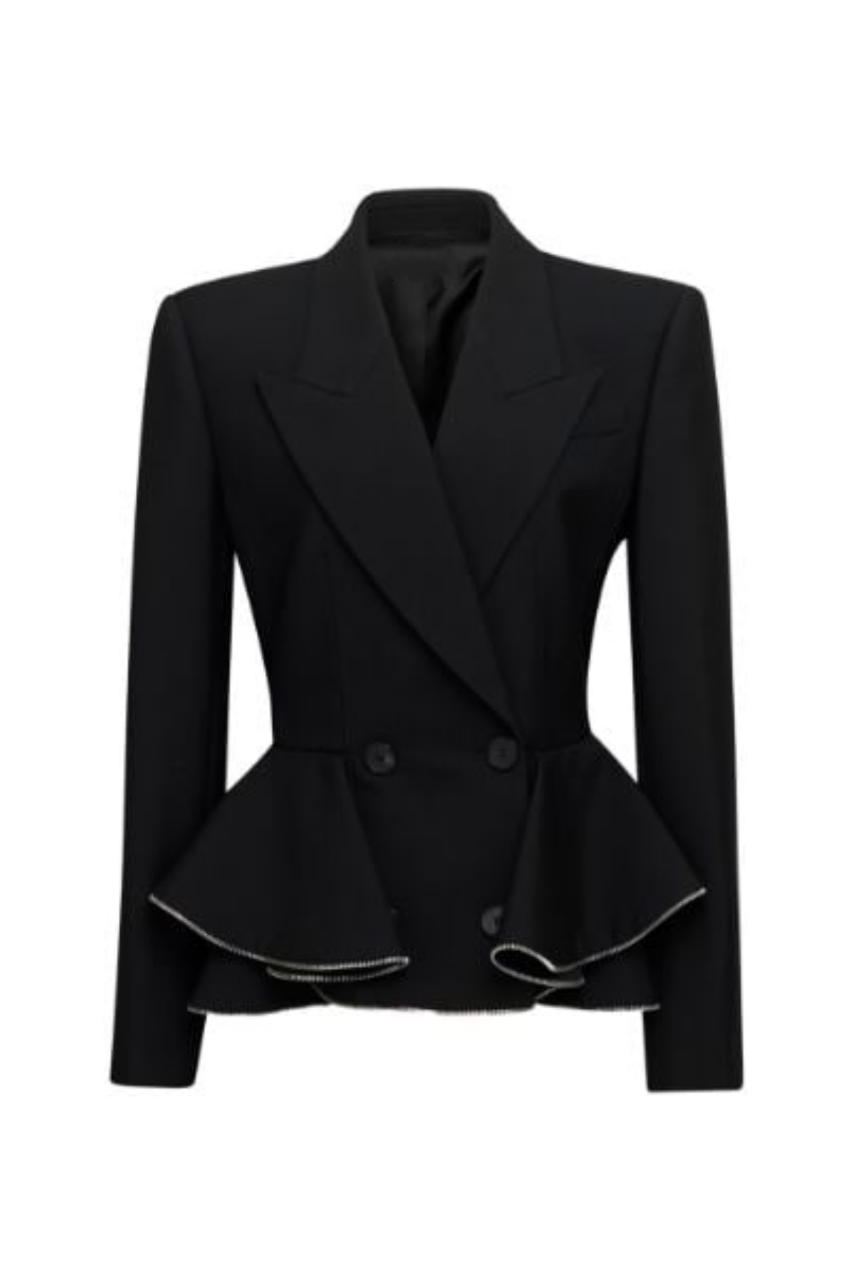 Flowering Girl Women Pamely Peplum Ruffle Blazer - Black