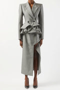 Flowering Girl Women Pamely Peplum Ruffle Blazer - Grey