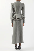 Flowering Girl Women Pamely Peplum Ruffle Blazer - Grey