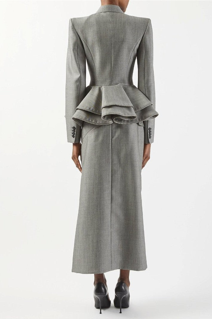 Flowering Girl Women Pamely Peplum Ruffle Blazer - Grey