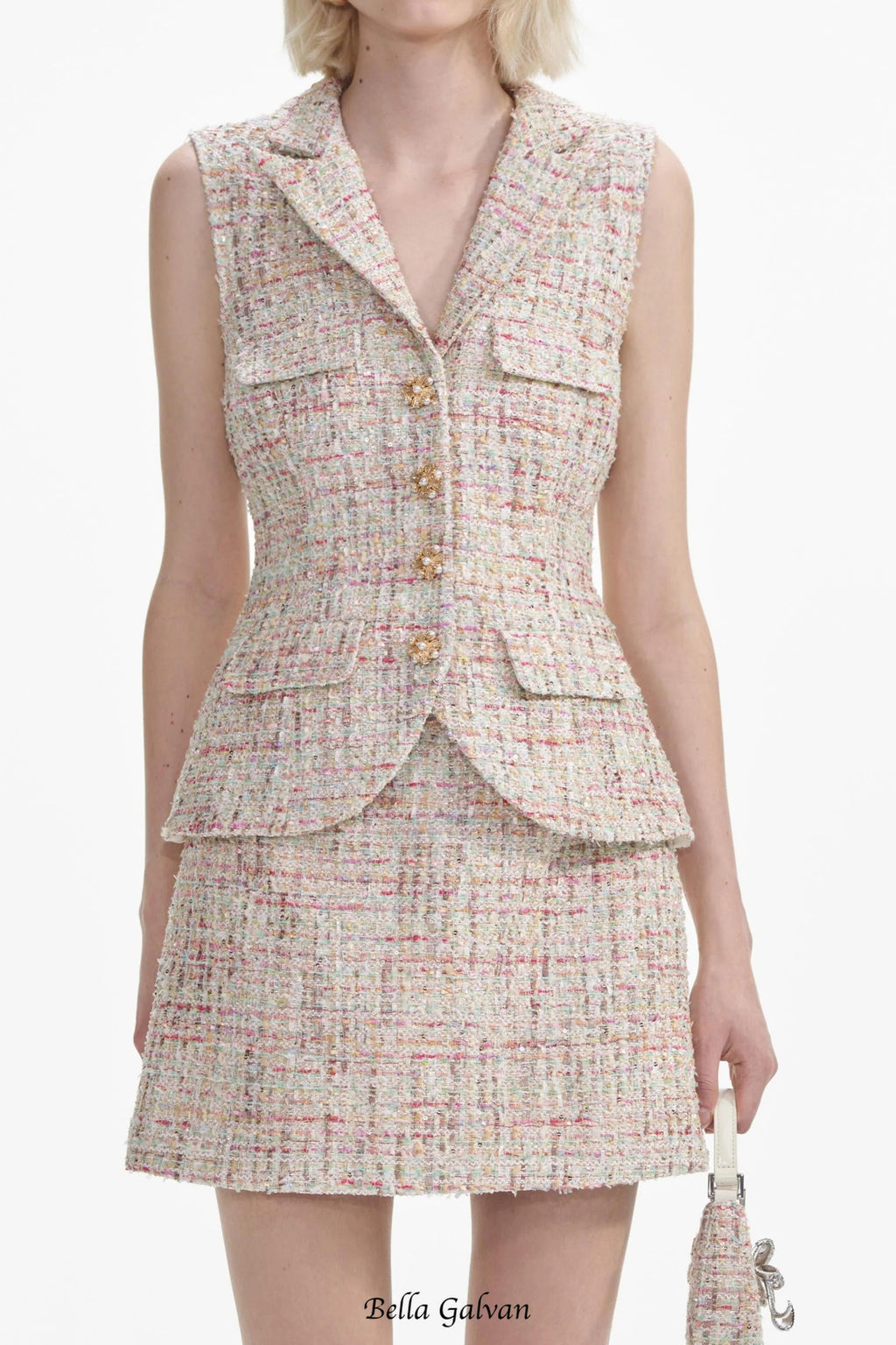 Pastel Boucle Tailored Mini Dress