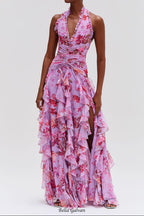 Flowering Girl Women Floral Haze Stretch Tulle Maxi Dress