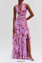 Flowering Girl Women Floral Haze Stretch Tulle Maxi Dress
