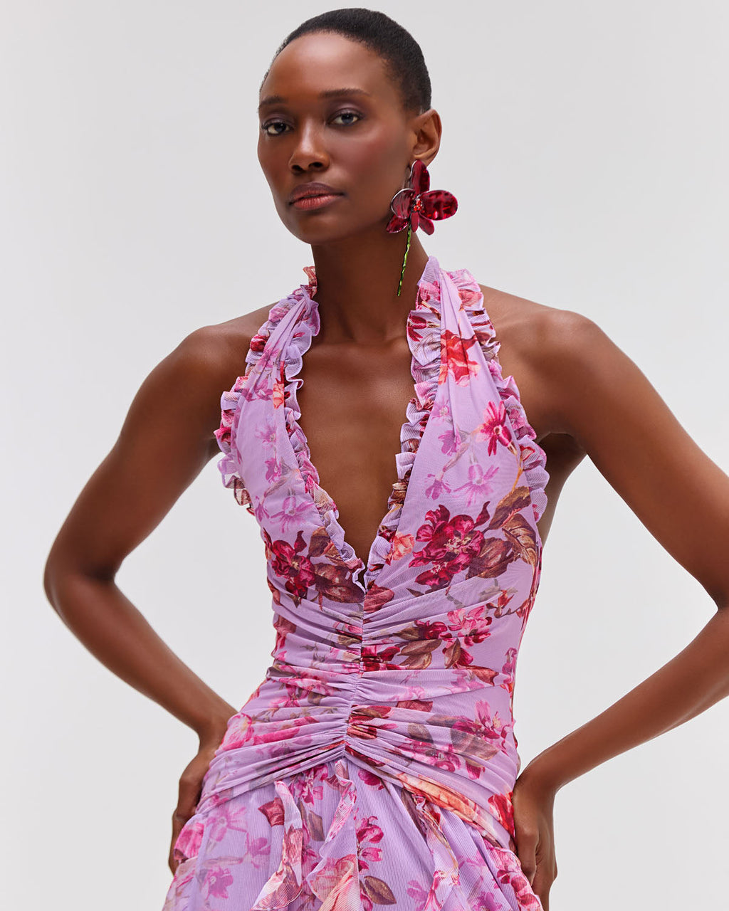 Flowering Girl Women Floral Haze Stretch Tulle Maxi Dress