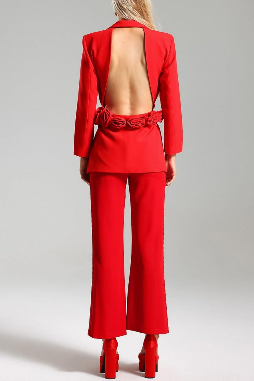 Flowering Girl Women Pathia Floral Cutout Backless Blazer