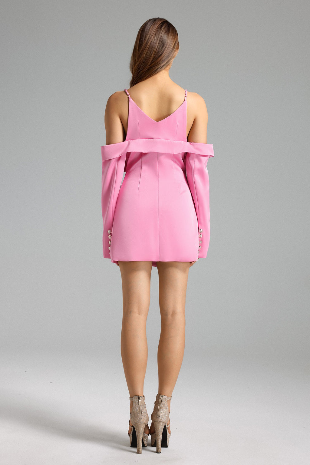 Flowering Girl Women Paulina Satin Off Shoulder Mini Blazer Dress