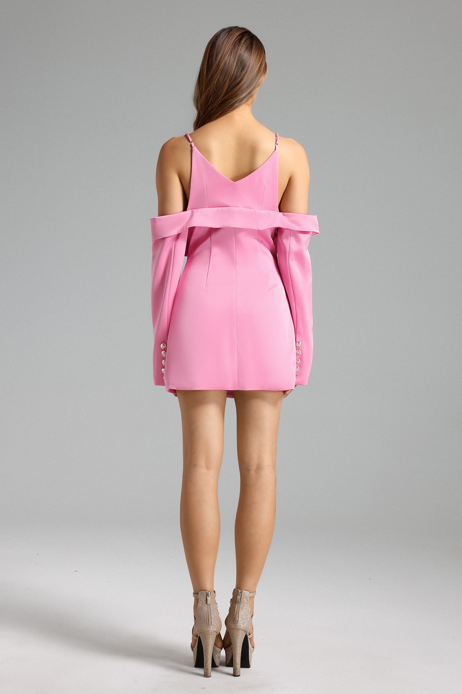 Flowering Girl Women Paulina Satin Off Shoulder Mini Blazer Dress