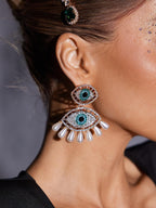 Flowering Girl Women Eye Pearls Earrings