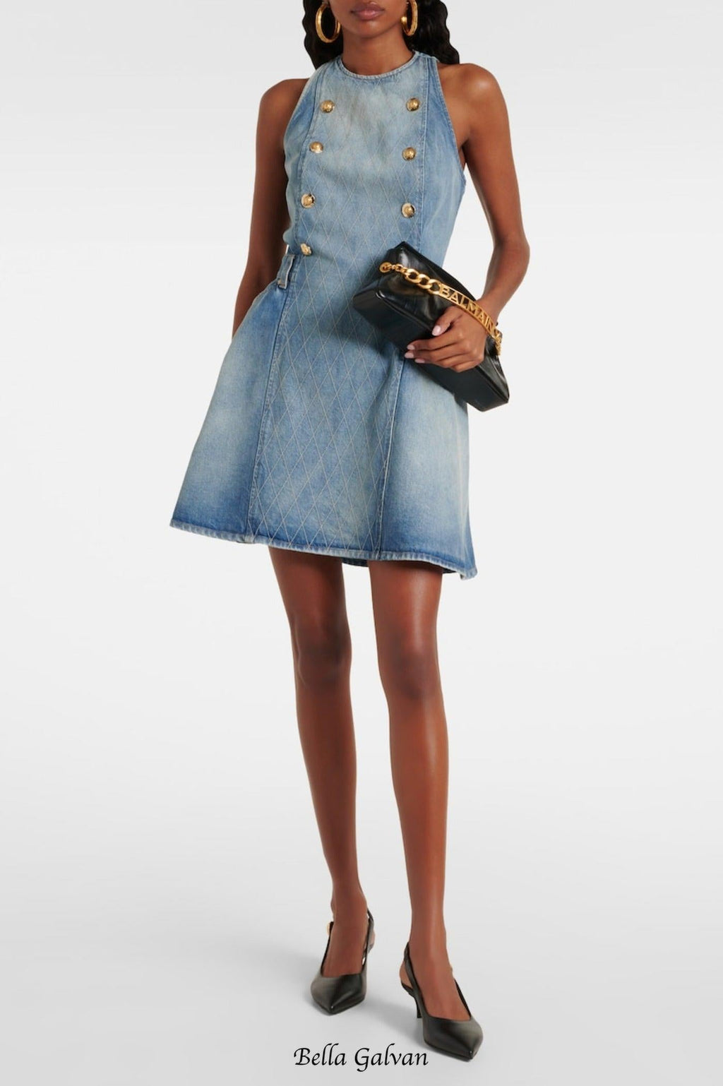 Penaza Denim Sleeveless Flared Mini Dress
