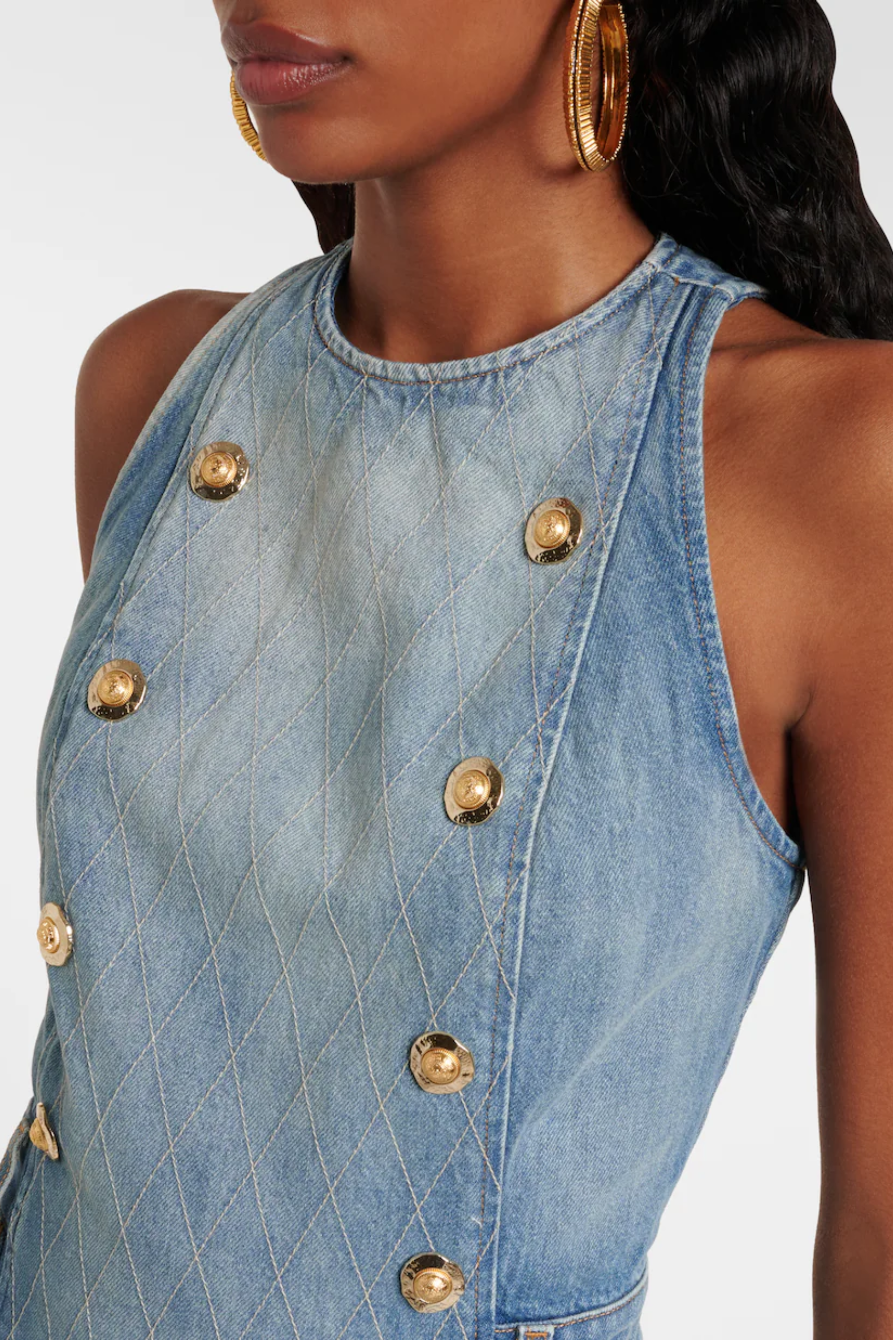 Flowering Girl Women Denim Sleeveless Flared Mini Dress
