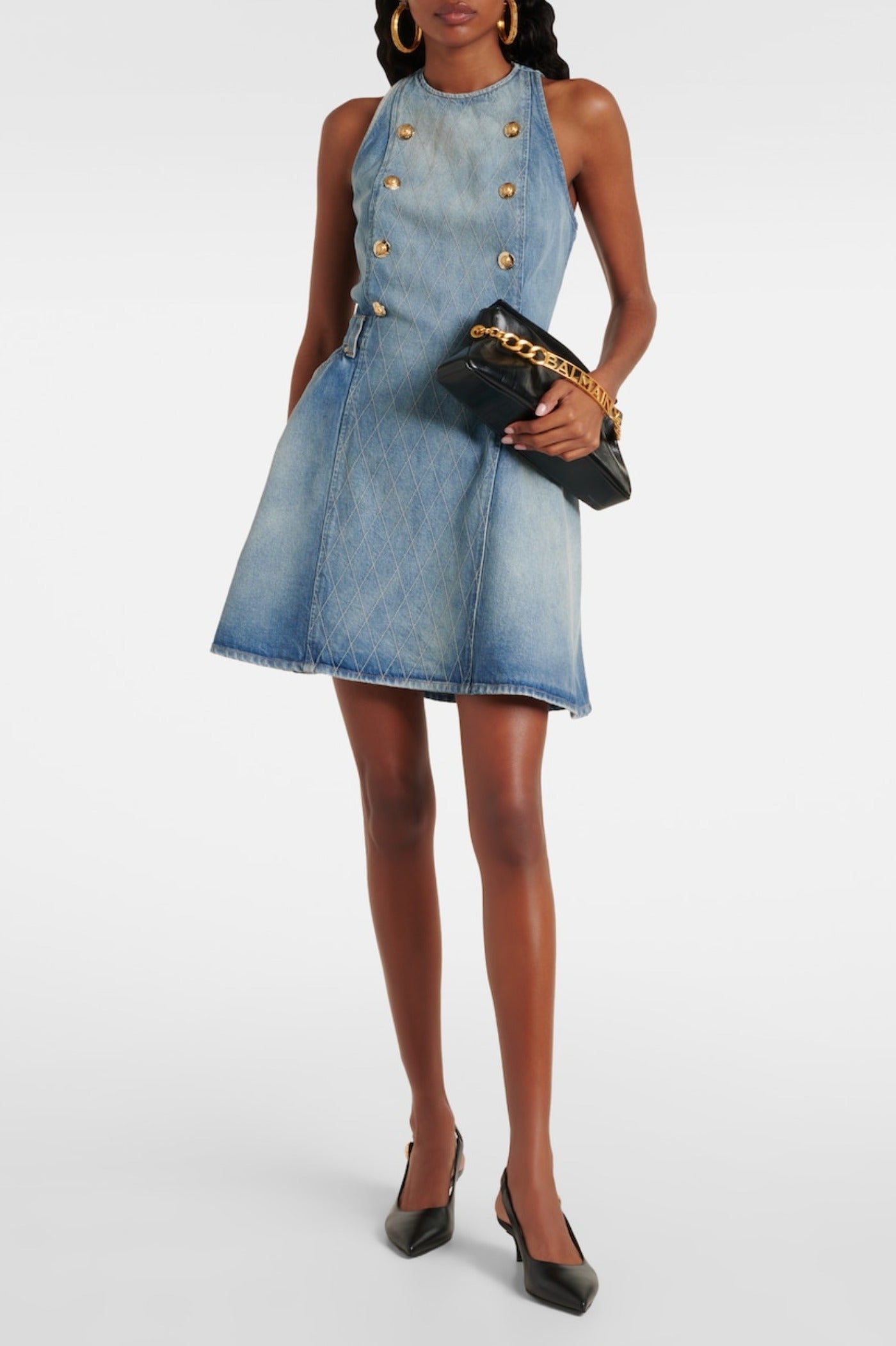 Flowering Girl Women Denim Sleeveless Flared Mini Dress