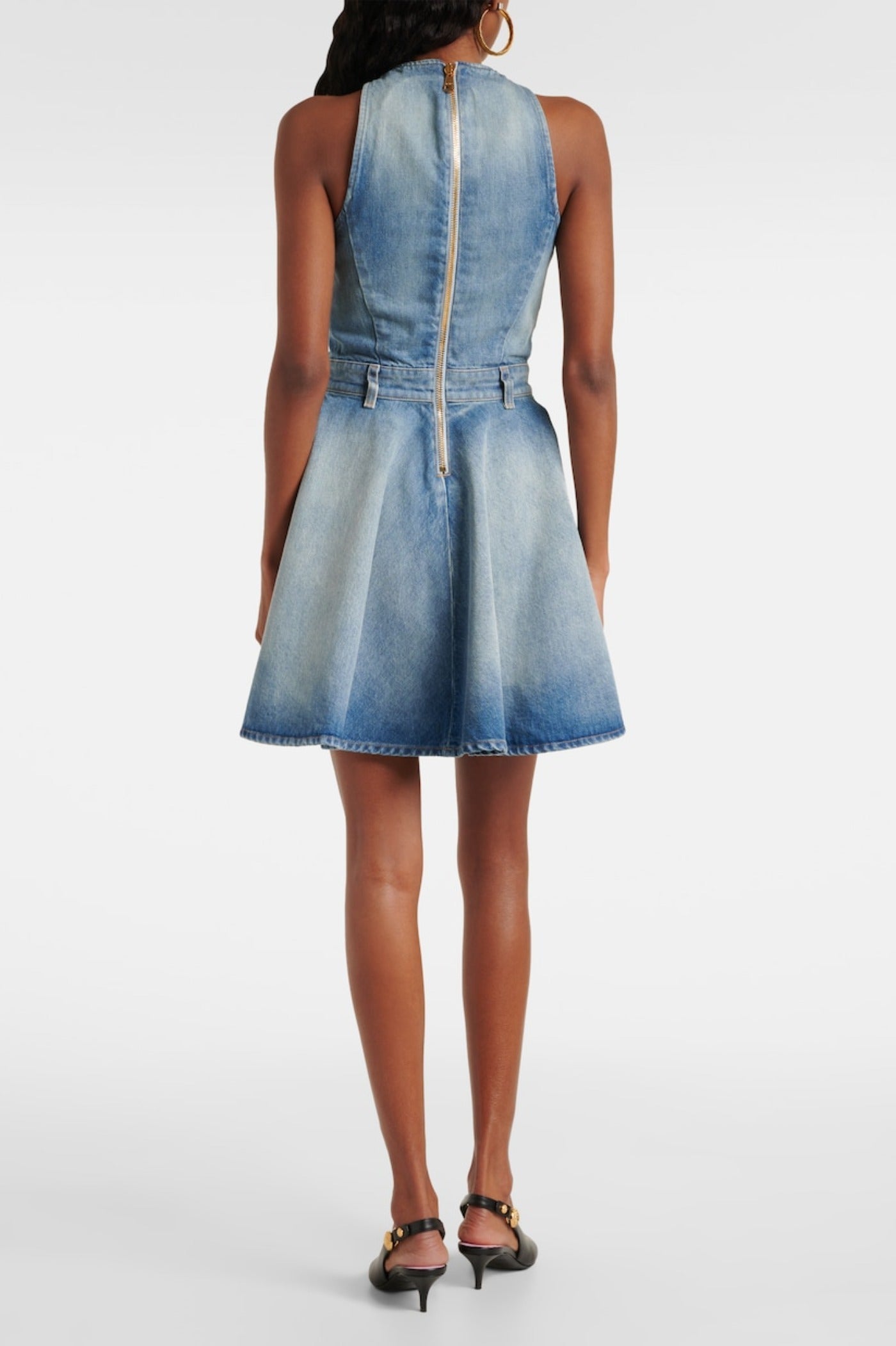 Flowering Girl Women Denim Sleeveless Flared Mini Dress