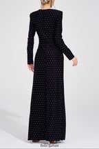 Flowering Girl Women roxanne Black Diamond high slit Maxi Dress