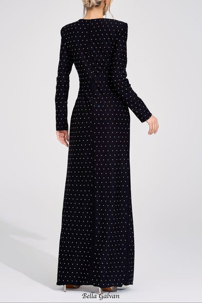 roxanne Black Diamond high slit Maxi Dress