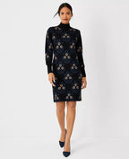 Flowering Girl Women Petite Floral Mock Neck Sweater Dress